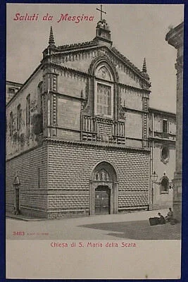 Saluti da Messina Chiesa Santa Maria della Scala Non Viaggiata Anni 10 fp #16364