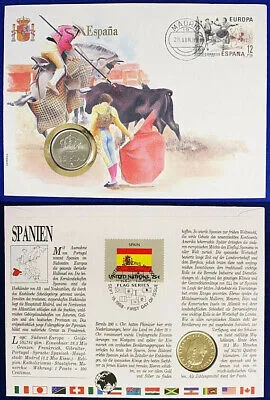 Busta Numismatica Spagna 25 Pesetas 1984 + Francobollo #5B