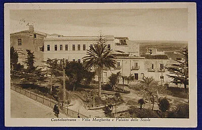 CASTELVETRANO VILLA MARGHERITA E PALAZZO DELLE SCUOLE VIAGGIATA fp ANNI 40 #15908