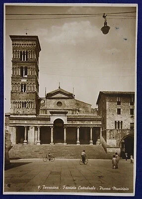 TERRACINA FACCIATA CATTEDRALE PIAZZA MUNICIPIO VIAGGIATA FG ANNI 50/60 #16926