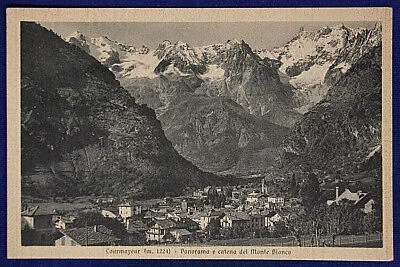 COURMAYEUR PANORAMA E CATENA DEL MONTE BIANCO NON VIAGGIATA fp ANNI 30/40 #17019
