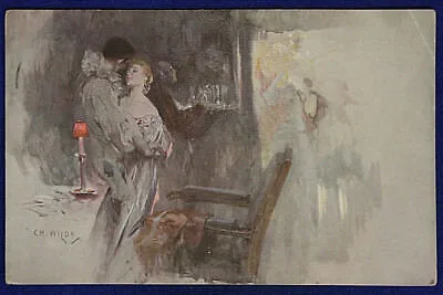 ILLUSTRATA INNAMORATI VIAGGIATA fp ANNI 10 chiudilettera Fiera Torino 1911 #17178