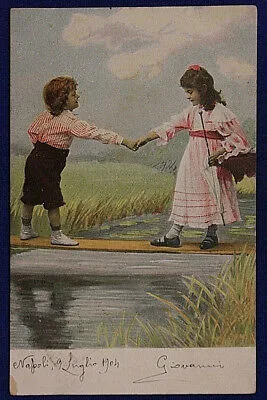 ILLUSTRATA BAMBINI VIAGGIATA fp “900 #17383