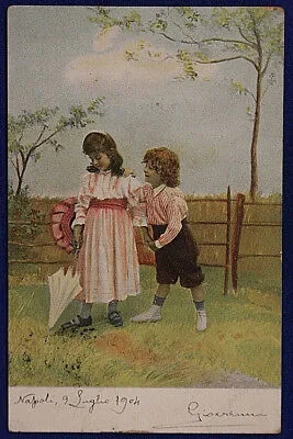 ILLUSTRATA BAMBINI VIAGGIATA fp “900 #17386