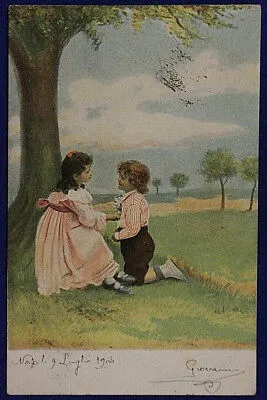 ILLUSTRATA BAMBINI VIAGGIATA fp “900 #17388