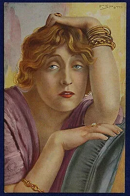ATTRICE LYDA BORELLI illustrata Spotti F.  NON VIAGGIATA fp ANNI 20/30 #17625