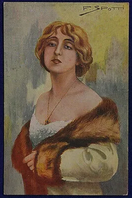 ATTRICE LYDA BORELLI illustrata Spotti F.  NON VIAGGIATA fp ANNI 20/30 #17631
