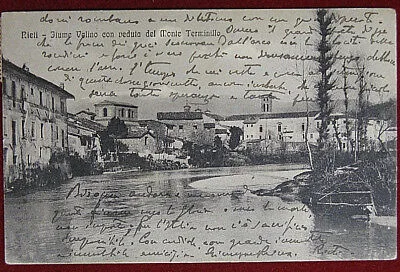 RIETI Fiume Velino con Veduta Monte Terminillo viaggiata anni 10  f/p #915