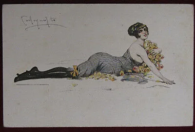 CODOGNATO Donnina con fiori Charme no viaggiata anni 20  f/p #1188