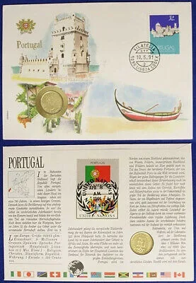 Busta Numismatica PORTOGALLO 5 Escudos 1991 + Francobollo #4