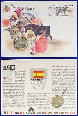 Busta Numismatica Spagna 25 Pesetas 1983 + Francobollo #5