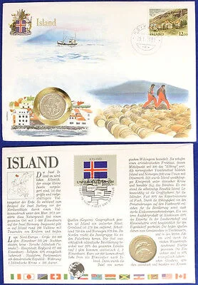 Busta Numismatica ISLANDA 5 Corone 1984 + Francobollo #18