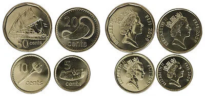 FIJI SET 4 COINS 2009 Elisabetta II 5/10/20/50 cent §799