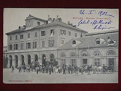 NOVARA Stazione Ferroviaria viaggiata carrozze 1902 f/p #757