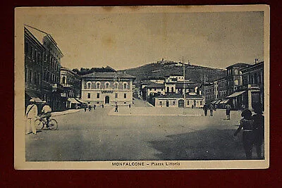 MONFALCONE Piazza Littorio, animata, viaggiata, anni 30 #14337