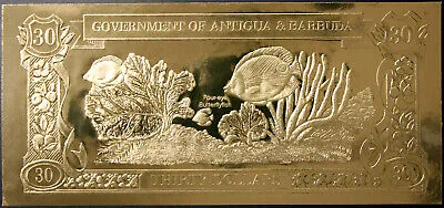 ANTIGUA E BARBUDA 30 Dollari 1981 in lamina d’oro FDS #B476