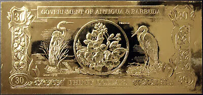 ANTIGUA E BARBUDA 30 Dollari 1981 FDS su lamina d’oro #B1500
