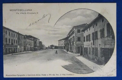 MONTEBELLUNA via Vittorio Emanuele II viaggiata 1903  f/p #21477