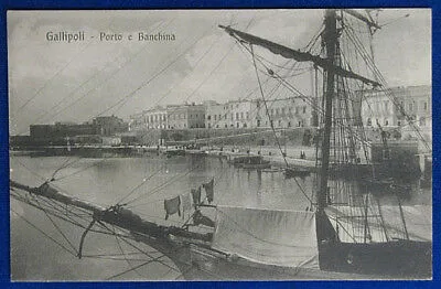 GALLIPOLI Porto e Banchina imbarcazioni  no viaggiata anni 20 f/p #10492