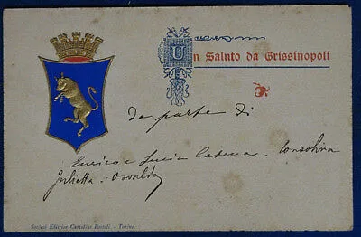 ARMORIALE UN SALUTO DA GRISSINOPOLI illustrata 1902 viagg f/p #8707