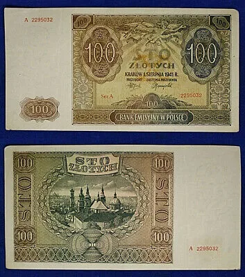 Polonia 100 Zloty 1941 Occupazione Tedesca Q.SPL  PicK#103 #B1488