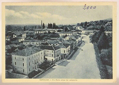 CORNUDA VIA ROMA DA SOPRA IL CAMPANILE NO VIAGGIATA 1942 FG #2787