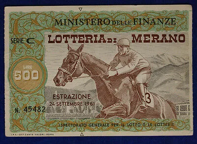 Biglietto LOTTERIA DI MERANO Estrazione 24 Settembre 1961 #SP445