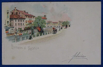 RICORDO DI TREVISO illustrata Veduta viaggiata fine 800   f/p #21092