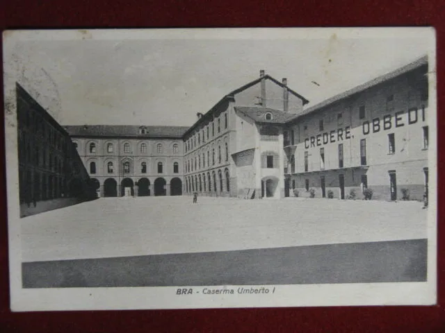 Bra Caserma Umberto I anni 40, viaggiata, animata #12900