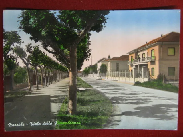 Narzole Viale della Rimembranza anni 60, viaggiata, auto FG #12931