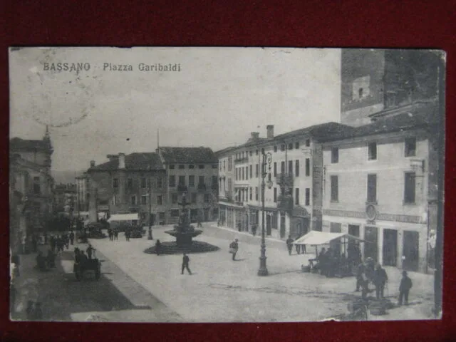 Bassano Piazza Garibaldi anni 10 viaggiata animata #13218