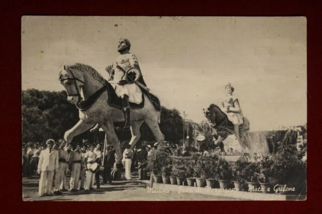 MESSINA Festa di Mezzagosto Mata e Grifone animata viaggiata anni 50 #13898
