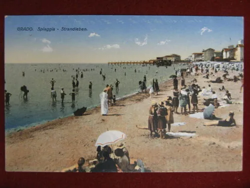 Grado Spiaggia anni 10 non viaggiata animata #13806