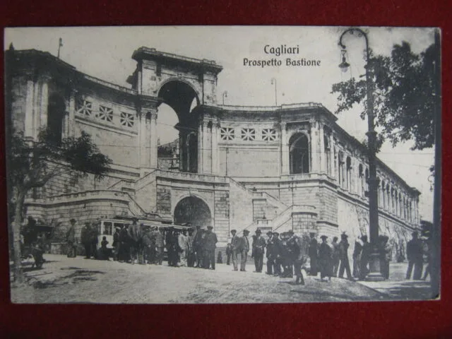 Cagliari Prospetto Bastione anni 10 viaggiata animata #12432