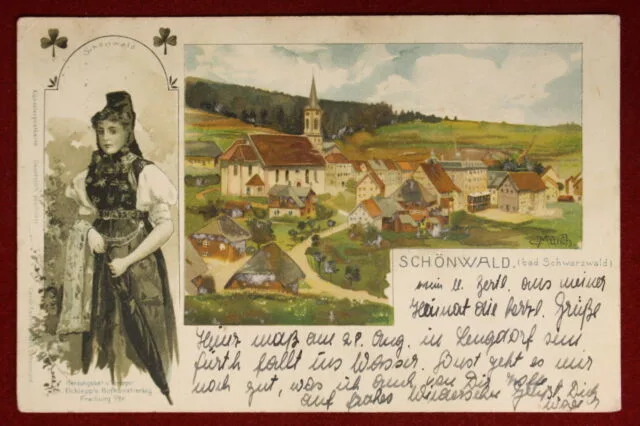 ILLUSTRATA Schönwald im Schwarzwald Germania “900 viaggiata #14101