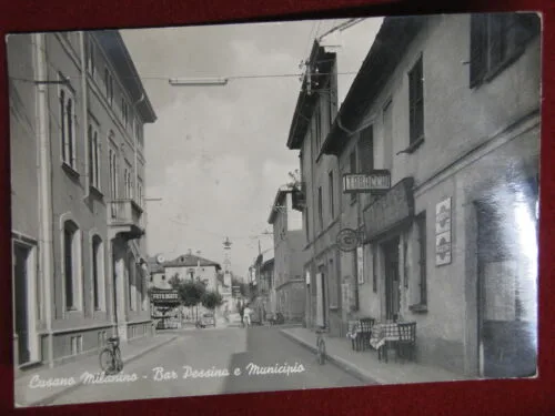 CUSANO MILANINO Bar Pessina e Municipio anni 50 viaggiata animata FG #1650