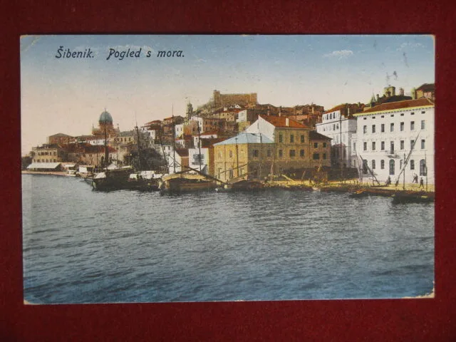 SIBENIK Croazia Pogled s mora viaggiata anni 20 #11296