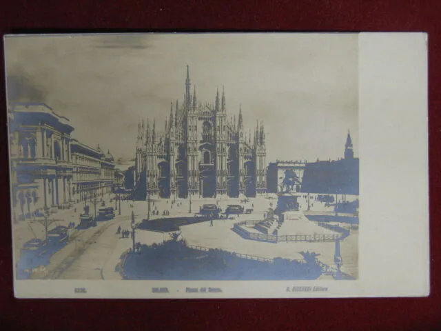 Milano Piazza del Duomo anni 20/30 non viaggiata animata tram #12801