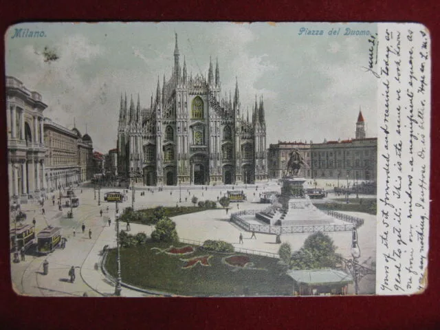 Milano Piazza del Duomo anni 10 viaggiata animata tram #11178