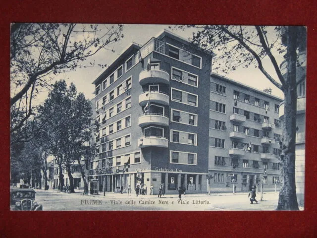 FIUME Croazia Viale delle Camice Nere e Littorio viaggiata 1938 #11330