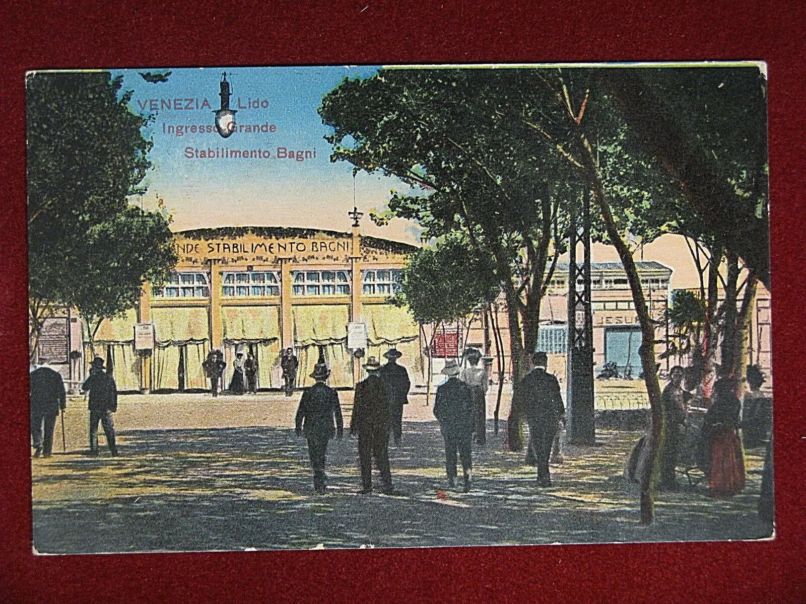 LIDO VENEZIA Ingresso Grande Stab. Bagni  animata, no viaggiata, anni 20 #15256