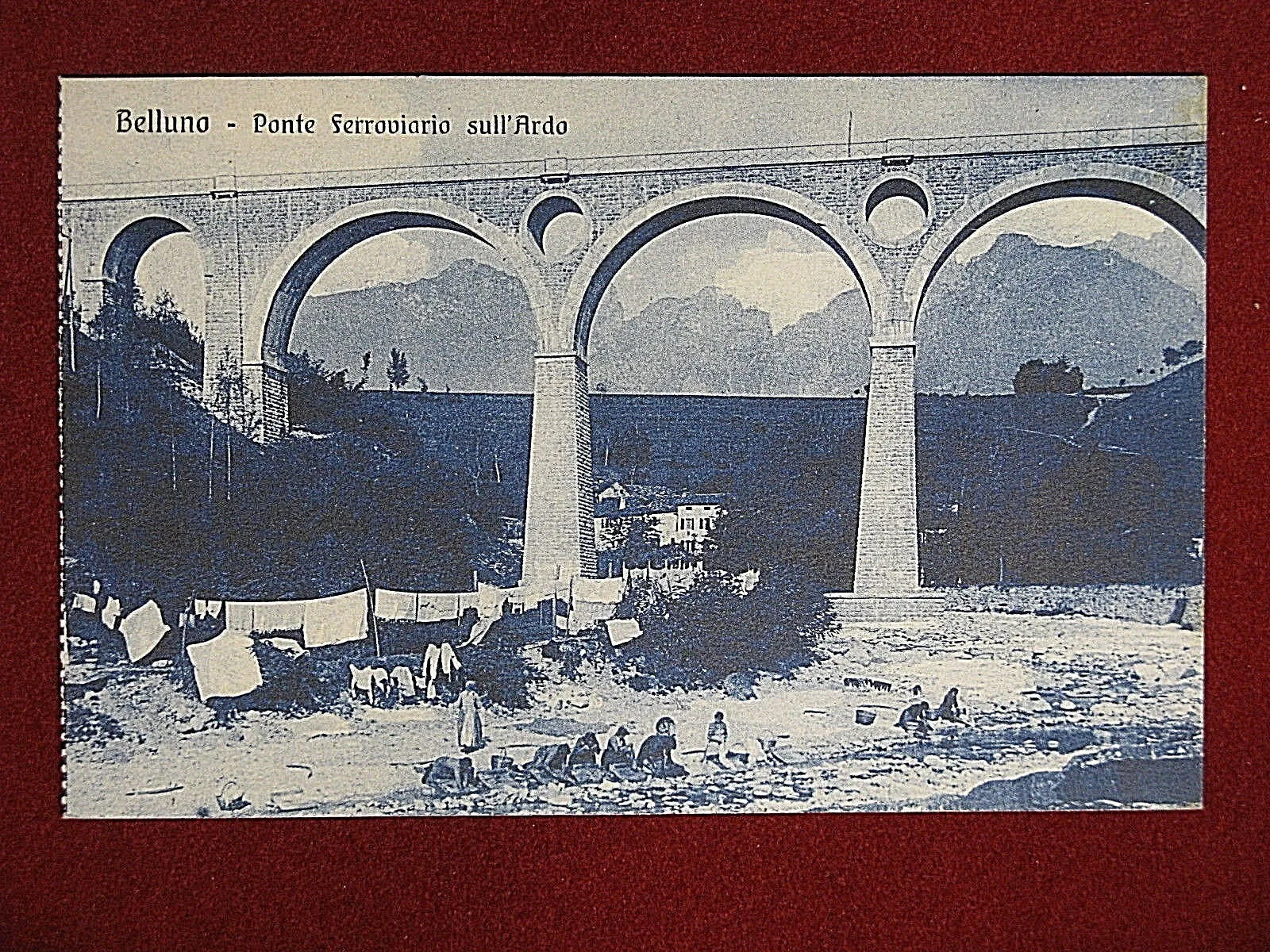 BELLUNO Ponte Ferroviario sull’Ardo, Lavandaie no viaggiata anni 10 #15263