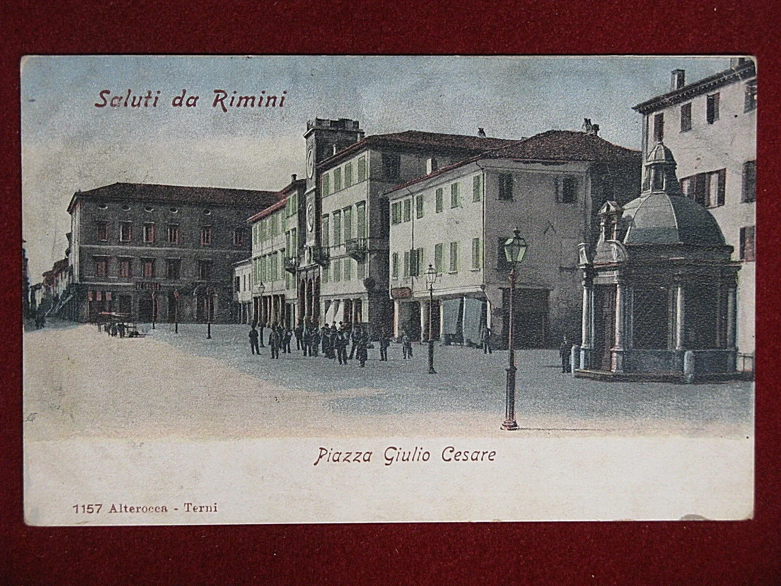 RIMINI Saluti Piazza Giulio Cesare animata viaggiata anni 10 #15318