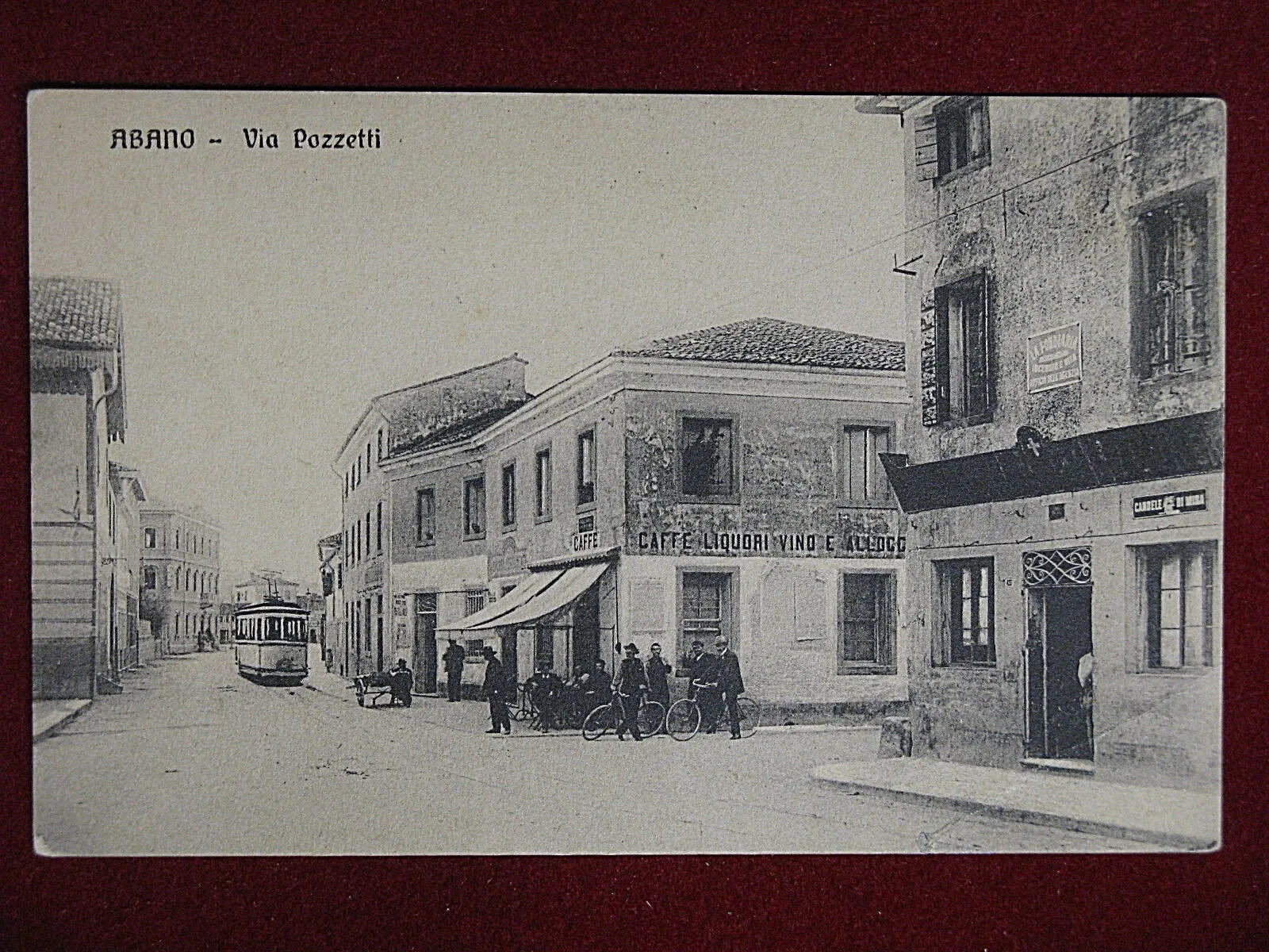 ABANO Via Pozzetti – tram Caffe e Liquori..- animata no viaggiata anni 10 #15281