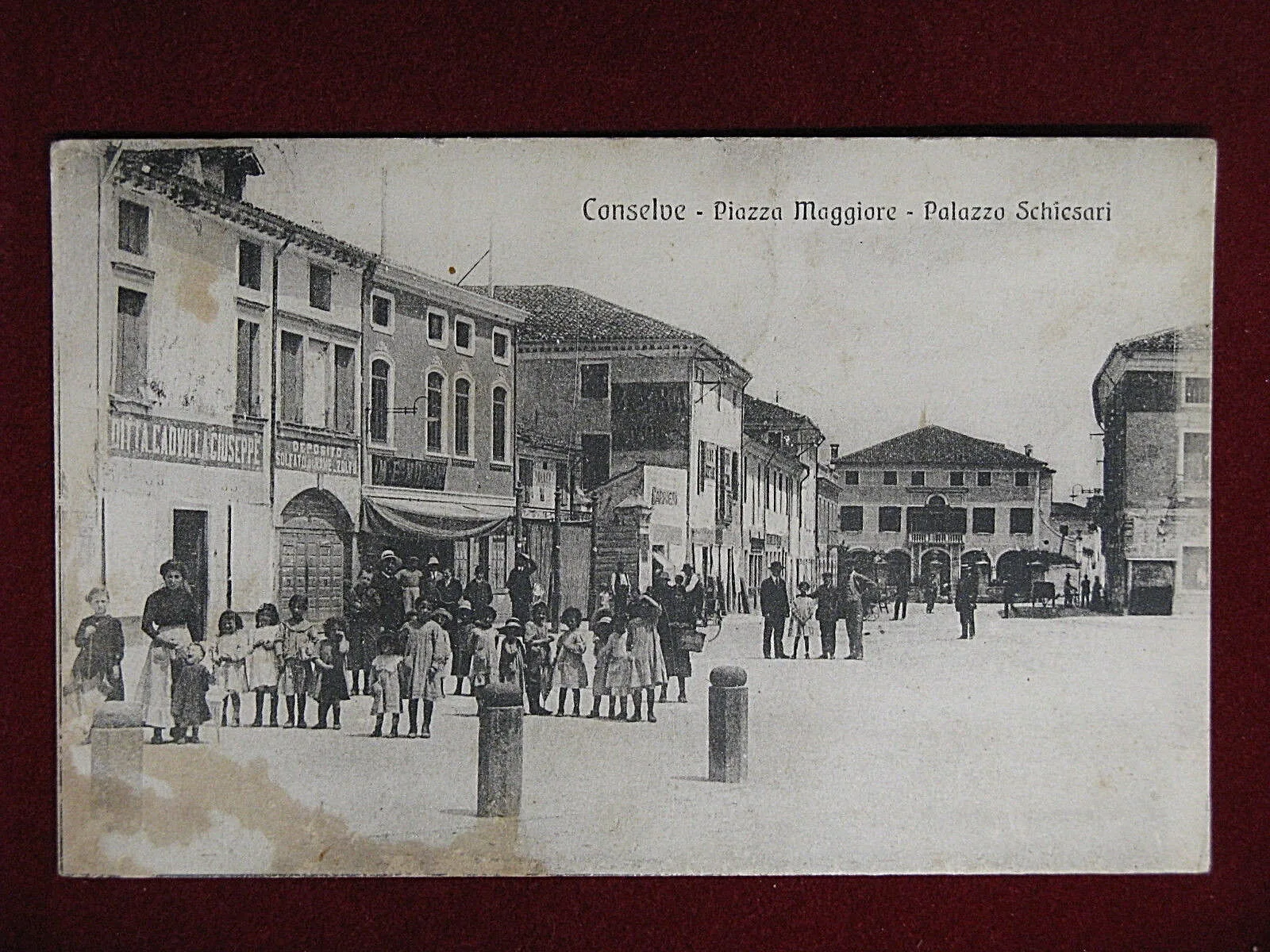 CONSELVE Piazza Maggiore Palazzo Schiesari viaggiata,1919, animata #7089