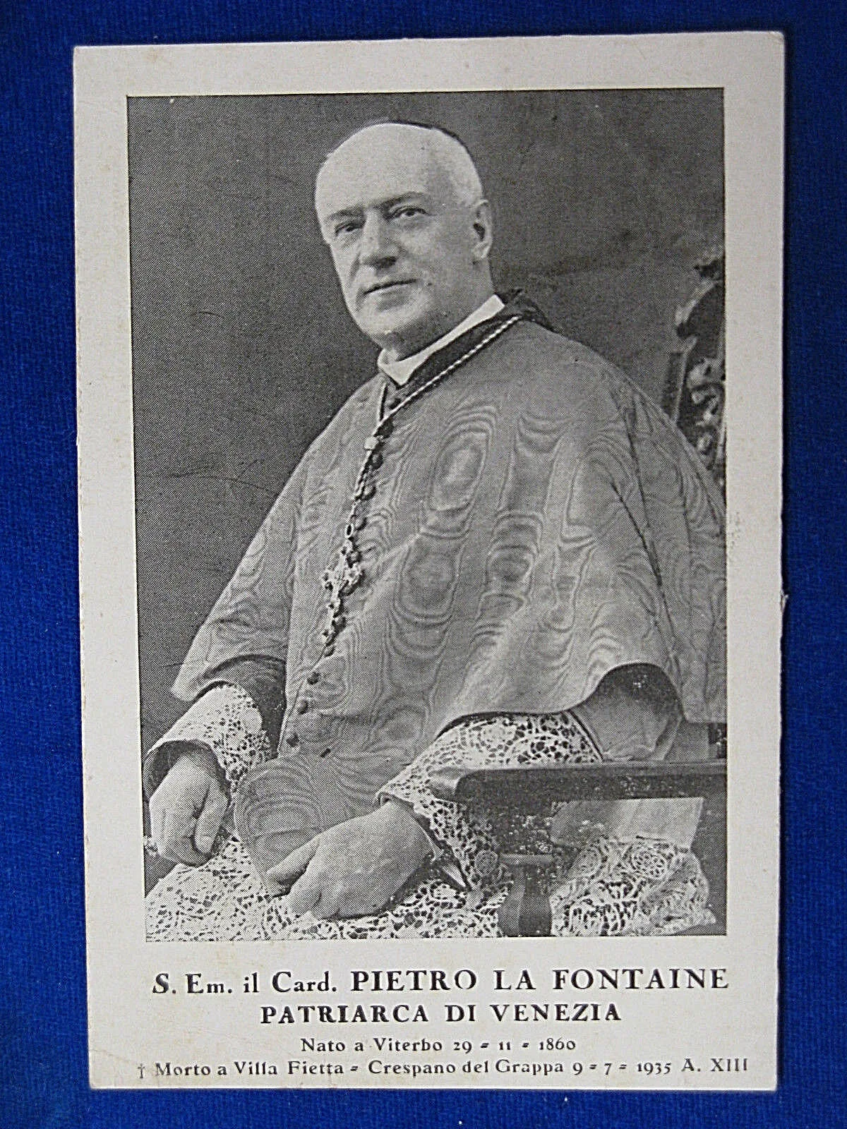 PATRIARCA DI VENEZIA Cardinale Pietro La Fontaine  no viaggiata, anni 20 #14531