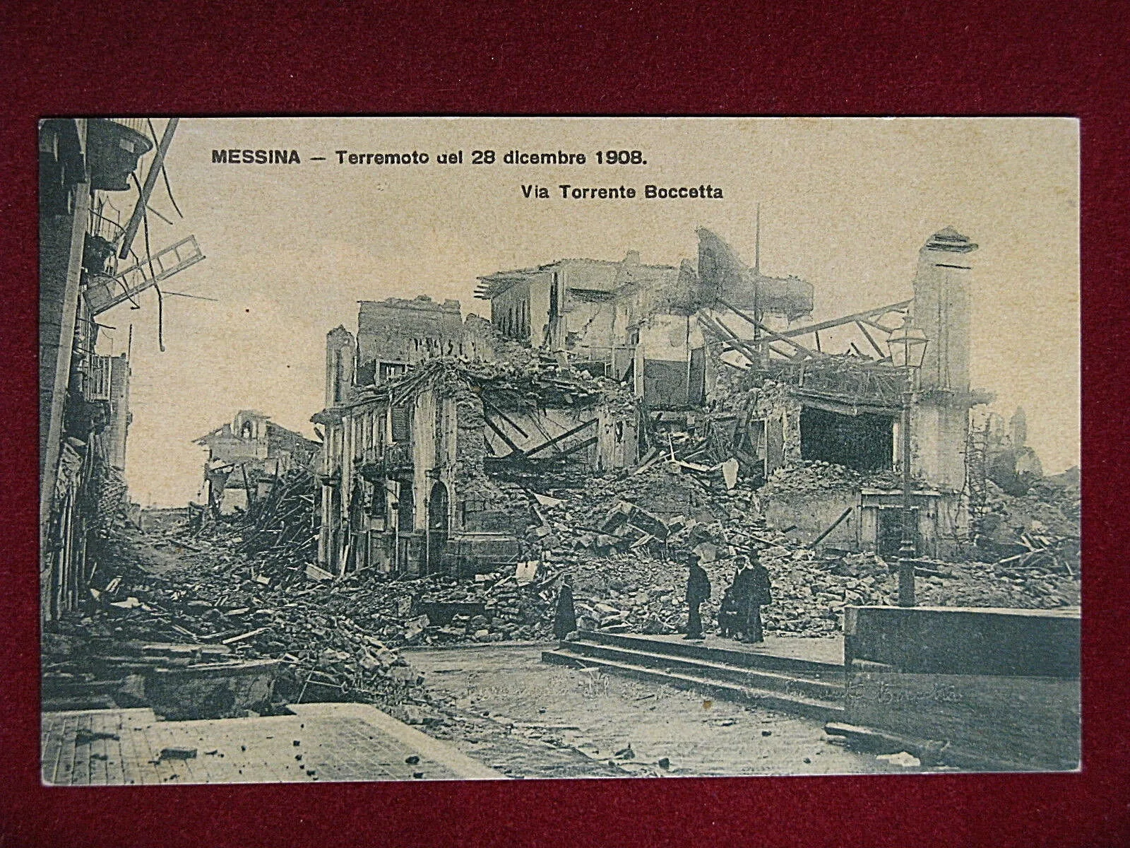 MESSINA Terremoto 1908 via Torrente Boccetta viaggiata 1909 #11453