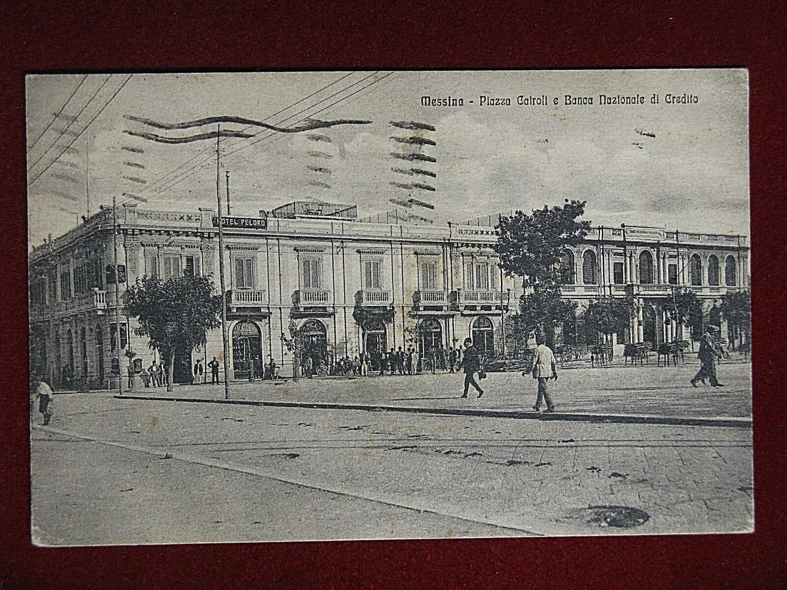 MESSINA Banca Nazionale di Credito e Piazza Cairoli viagg, animata 1926 #11441