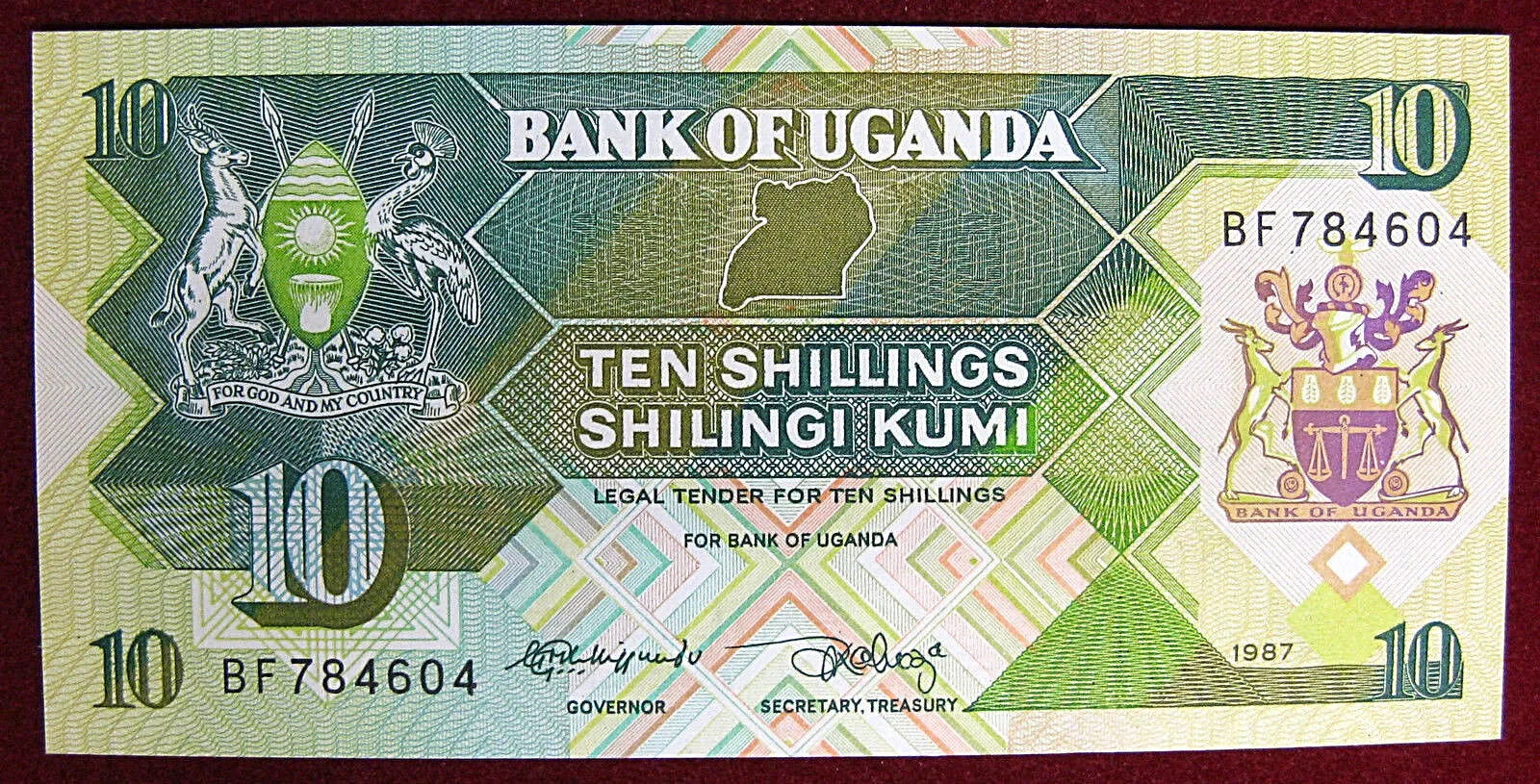 Uganda 10 Shillings 1987 FDS Pick#28 #B739