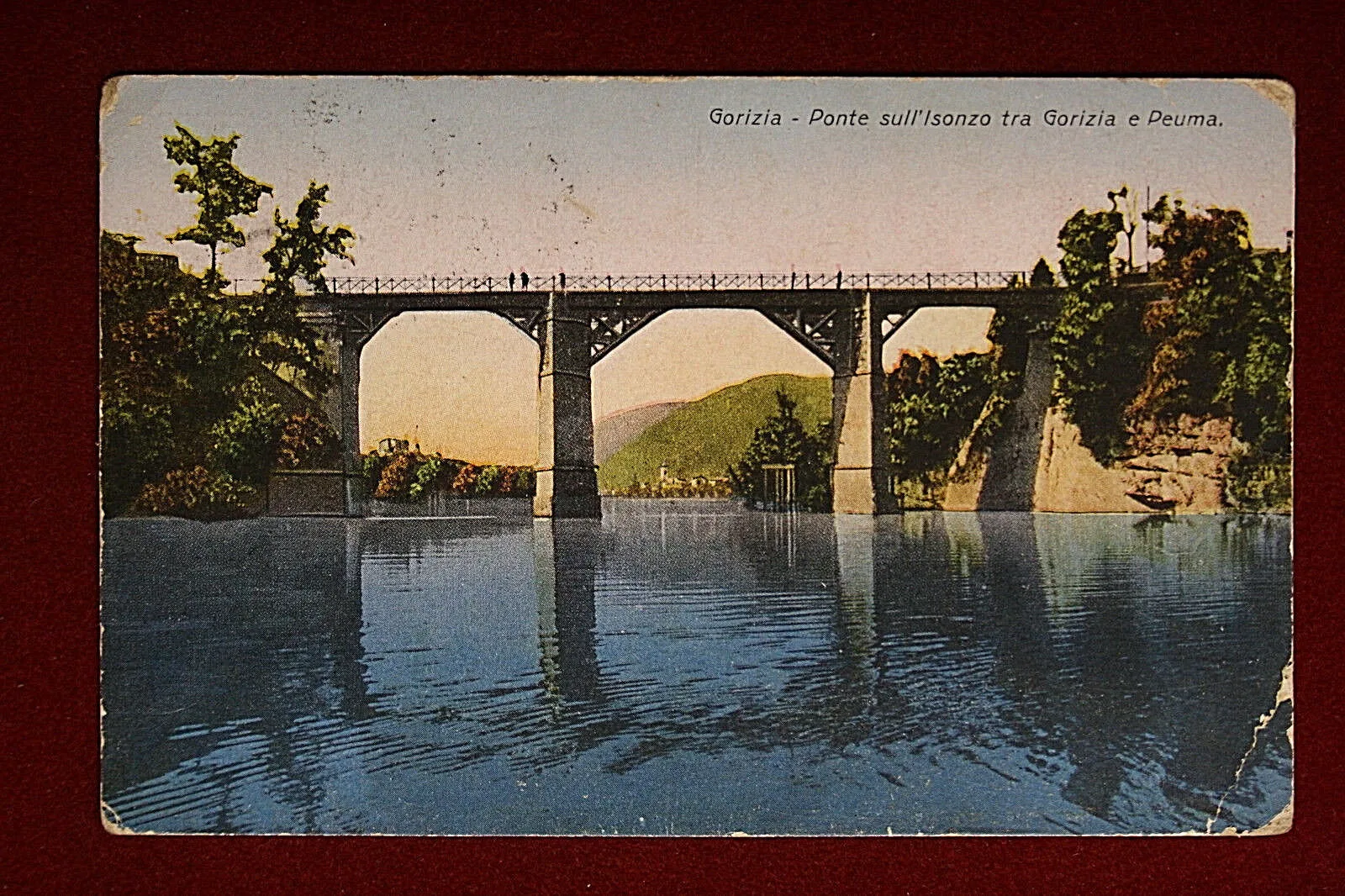 GORIZIA Ponte sull’Isonzo tra Gorizia e Peum viaggiata, anni 30 #14298